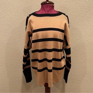 Aaeda Tan & Black Striped Sweater